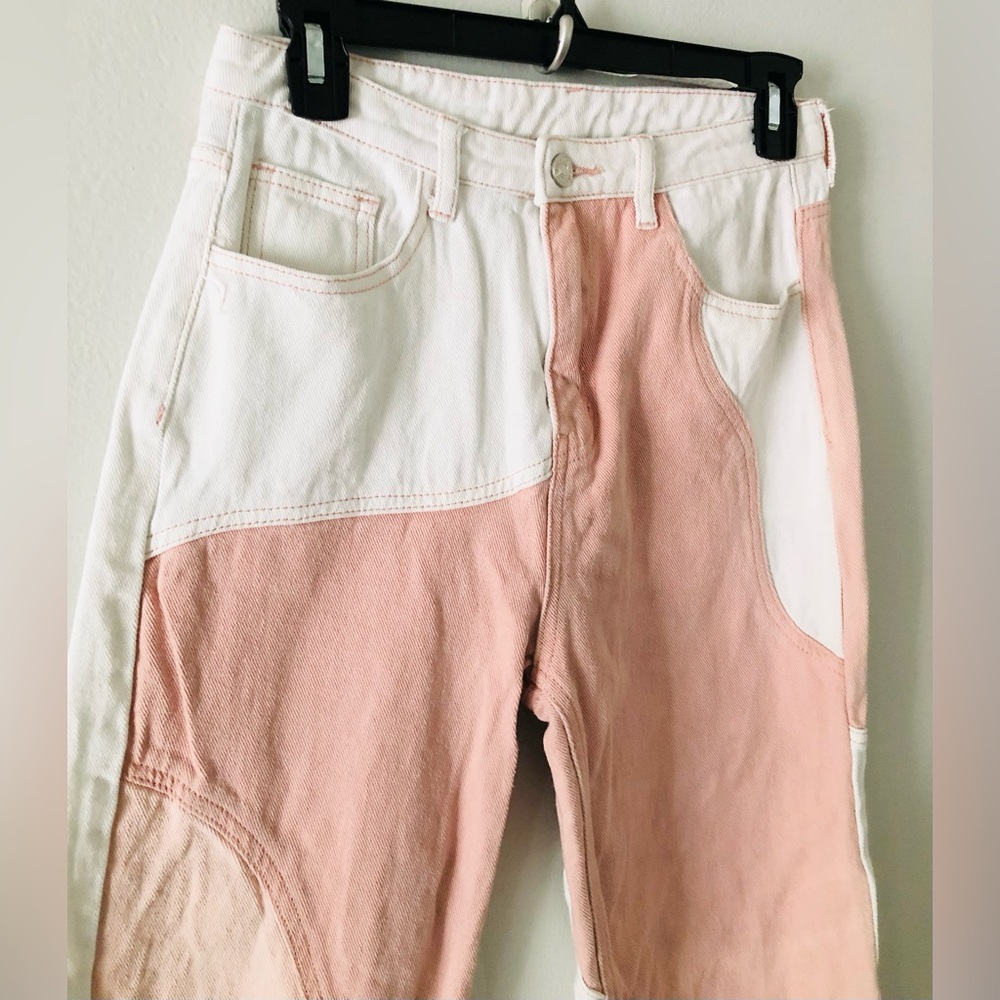 Cider Pink and Cream Colorblock Jeans - Picture 3 of 5
